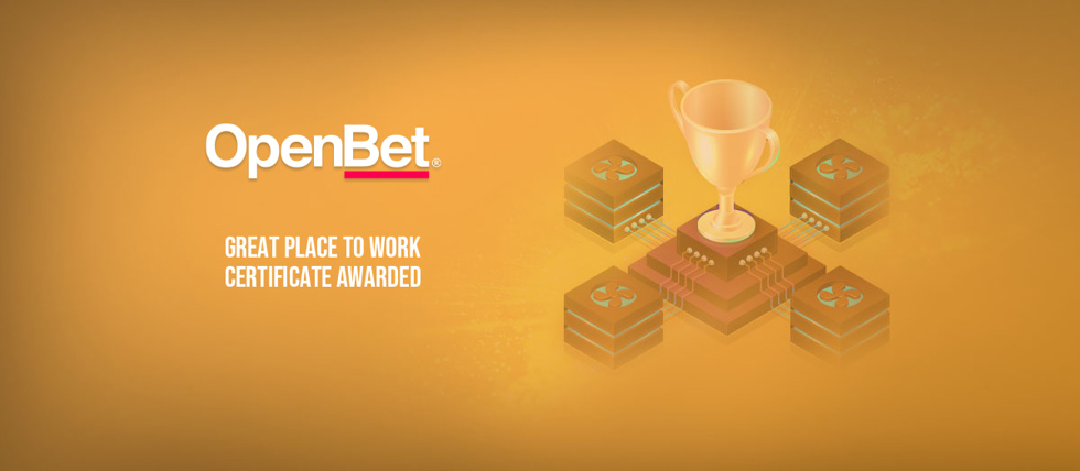 OpenBet Great Place to Work certificate