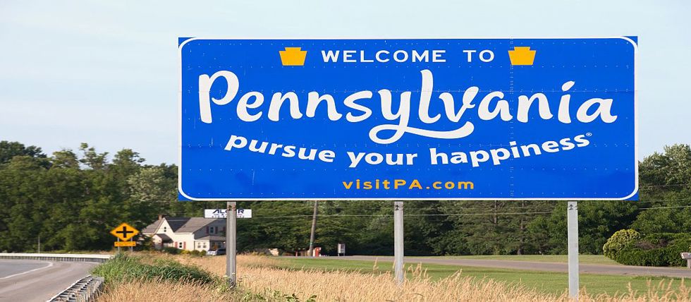 A Welcome to Pennsylvania Sign By A Highway
