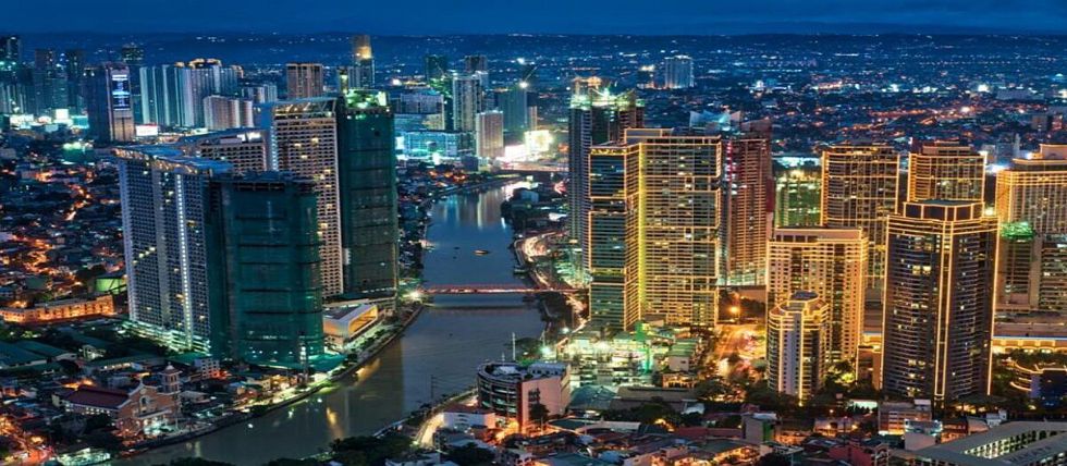 The Villar City skyline at night