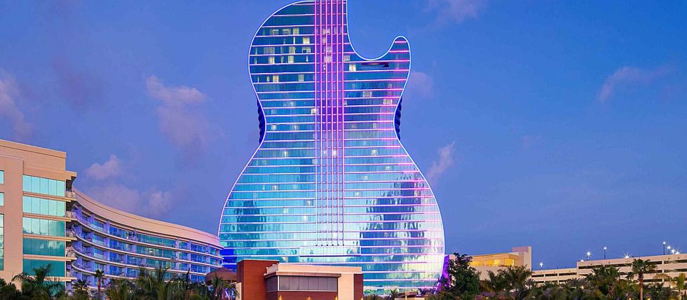 The iconic Hard Rock design at its casino in Florida