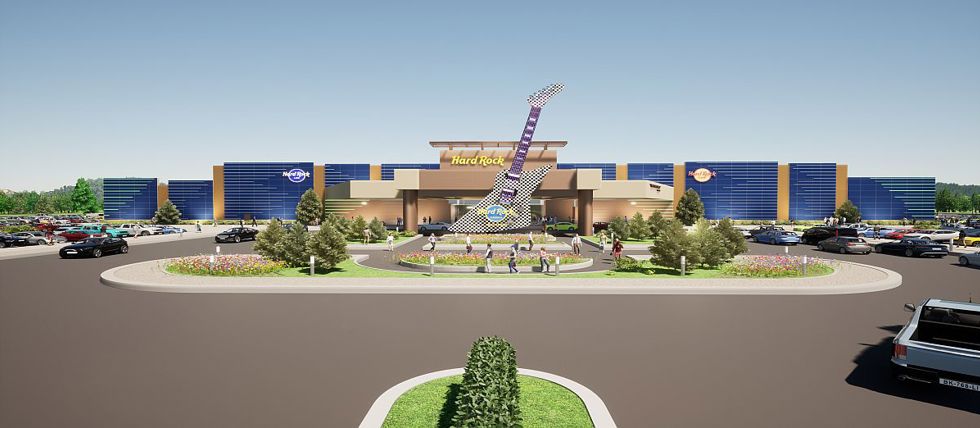 A rendering of Hard Rock's new casino in Illinois