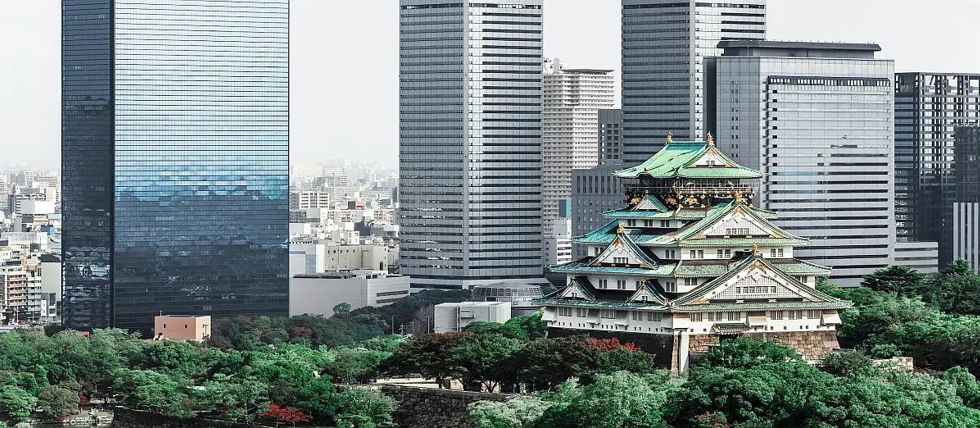 A birds-eye view of Osaka, Japan