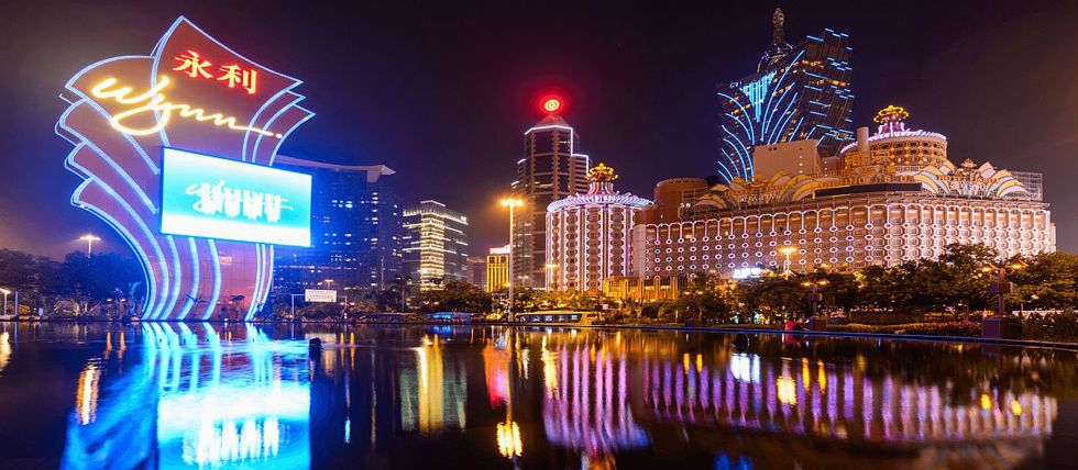 The Macau casino skyline at night