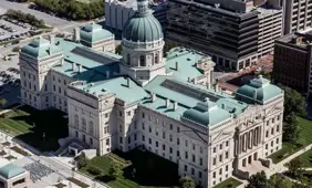 Aerial view of Indianapolis state house. New Haven Casino Committee Hearing